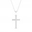 Diamond Cross Necklace 1/10 ct tw Round-Cut 10K White Gold 18"