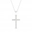 Diamond Cross Necklace 1/10 ct tw Round-Cut 10K White Gold 18"