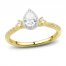 Three-Stone Diamond Engagement Ring 3/4 ct tw Pear/Princess/Round-Cut 14K Yellow Gold