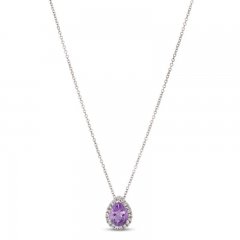 Le Vian Amethyst & Diamond Necklace 1/8 ct tw 14K Vanilla Gold 18"