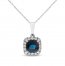 Blue Sapphire & Diamond Necklace 1/8 ct tw Cushion/Round-Cut 10K White Gold 18"