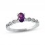 Amethyst & Diamond Ring 1/15 ct tw 10K White Gold