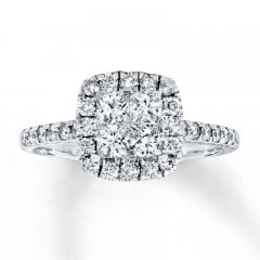 Diamond Engagement Ring 1 ct tw Princess/Round 14K White Gold