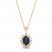 Blue Sapphire & Diamond Flower Necklace 1/20 ct tw Round-cut 10K Yellow Gold 18"