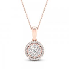 Multi-Diamond Necklace 1/4 ct tw Round-Cut 10K Rose Gold 18"