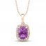 Amethyst Necklace 1/10 ct tw Diamonds 10k Rose Gold 18"