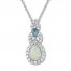 Lab-Created Opal Necklace Blue Topaz Sterling Silver