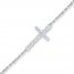 Diamond Cross Anklet 1/20 ct tw Round-cut Sterling Silver