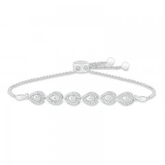 Diamond Bolo Bracelet 1/2 ct tw Round-Cut Sterling Silver 7"