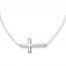 Sideways Cross Necklace 14K White Gold