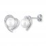 Cultured Pearl Earrings 1/20 ct tw Diamonds Sterling Silver