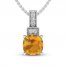 Citrine & White Topaz Necklace Sterling Silver 18"