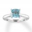 Aquamarine Engagement Ring 1/4 ct tw Diamonds 14K White Gold