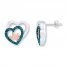 Blue Diamond Heart Earrings 1/20 ct tw Sterling Silver/10K Gold