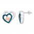 Blue Diamond Heart Earrings 1/20 ct tw Sterling Silver/10K Gold