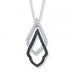 Black & White Diamond Necklace 1/3 carat tw Sterling Silver