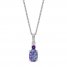 Lavender Lab-Created Opal/White Lab-Created Sapphire/Amethyst Necklace Sterling Silver 18"