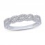 Diamond Anniversary Ring 1/4 ct tw Round/Baguette 10K White Gold