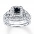 Black & White Diamond Bridal Set 7/8 ct tw 10K White Gold