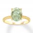 Oval Green Quartz Engagement Ring 14K Yellow Gold