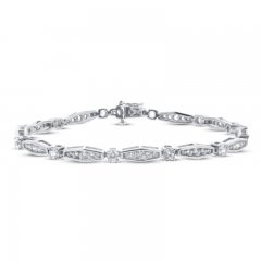 White Lab-Created Sapphire Bracelet Sterling SIlver 7.25"