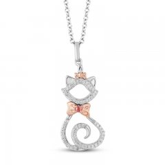 Disney Treasures Aristocats Necklace Pink Tourmaline 1/10 ct tw Diamonds Sterling Silver/10K Rose Gold