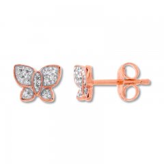 Diamond Butterfly Earrings 1/10 Carat tw 10K Rose Gold