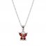 Garnet Butterfly Necklace Sterling Silver 18"