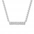 Diamond Bar Necklace 1/20 ct tw Round-cut 10K White Gold 19"