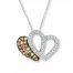 Diamond Heart Necklace 1/4 ct tw Round-cut Sterling Silver