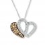 Diamond Heart Necklace 1/4 ct tw Round-cut Sterling Silver