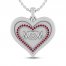 Lab-Created Ruby MOM Heart Necklace Sterling Silver 18"