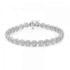 Diamond Bracelet 3 ct tw Round-Cut 10K White Gold 7.25"