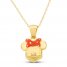 Children's Minnie Mouse Enamel Necklace 14K Yellow Gold 13"