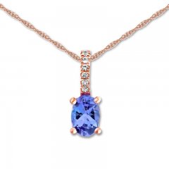 Tanzanite & White Topaz Necklace 10K Rose Gold