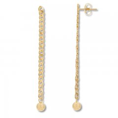 Curb Chain Drop Earrings 14K Yellow Gold