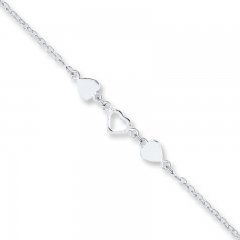 Heart Anklet Sterling Silver 9" Length