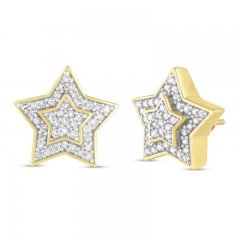 Men's Diamond Star Stud Earrings 1/4 ct tw Round-cut 10K Yellow Gold