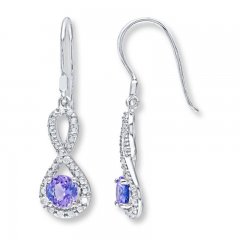 Tanzanite Infinity Earrings 1/10 ct tw Diamonds Sterling Silver