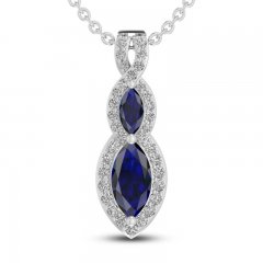 Blue/White Lab-Created Sapphire Necklace Sterling Silver 18"