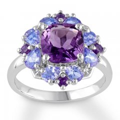 Amethyst & Tanzanite Ring Sterling Silver