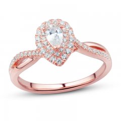 Diamond Engagement Ring 1/2 ct tw Pear/Round 14K Rose Gold