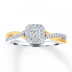 Diamond Engagement Ring 1/4 ct tw Round-cut 10K Two-Tone Gold