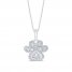 Diamond Paw Necklace 1/4 ct tw Round/Baguette Sterling Silver 18"