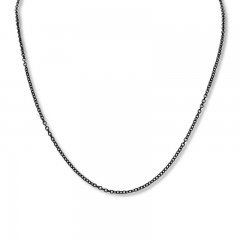 Cable Chain Necklace Black Ion-Plated Stainless Steel 30"