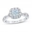 First Light Diamond Engagement Ring 1-1/8 ct tw Princess/Round 14K White Gold