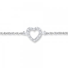 Heart Anklet 1/20 ct tw Diamonds Sterling Silver