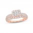 Diamond Engagement Ring 1 ct tw Princess, Round-Cut 14K Rose Gold