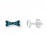 Blue Diamond Dog Bone Earrings 1/15 ct tw Sterling Silver