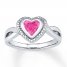 Heart Ring Lab-Created Pink Sapphire Sterling Silver